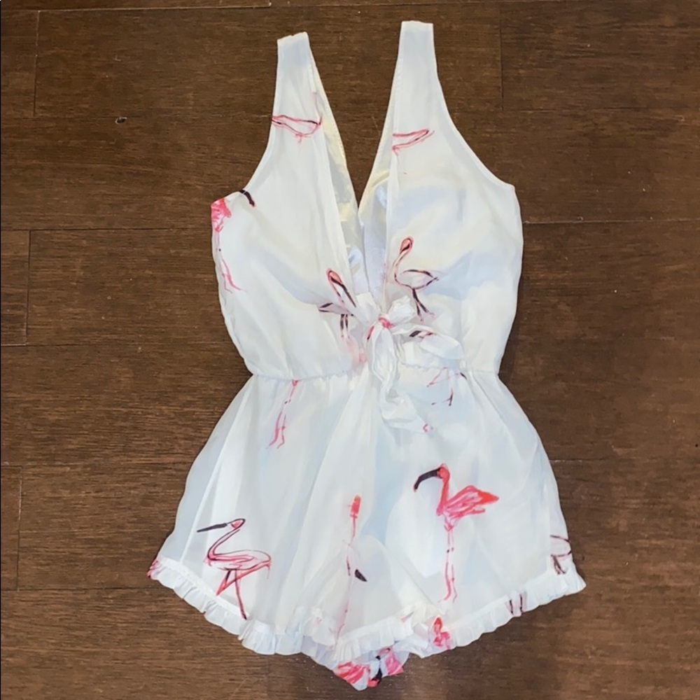 Winston White Flamingo Romper - Picture 4 of 4